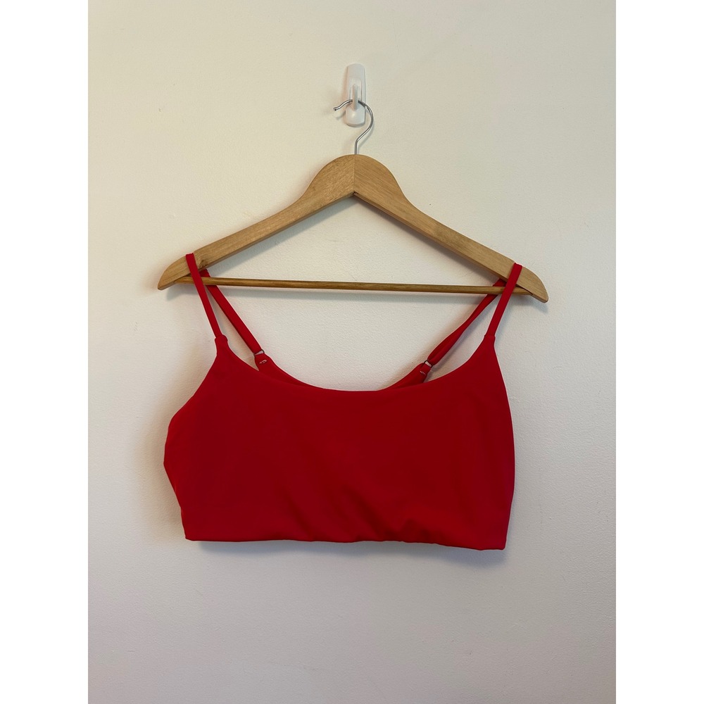 Andie Swim Scoop Neck Bikini Top in Cherry Red | Size XL